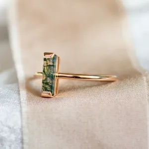 Minimalist moss agate ring HERMIONE Thumbnail