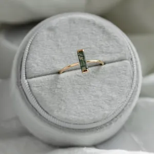 Minimalist moss agate ring HERMIONE Thumbnail