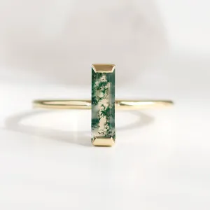 Minimalist moss agate ring HERMIONE Thumbnail