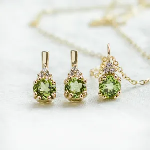 Set of jewellery with peridot and diamonds VERDA