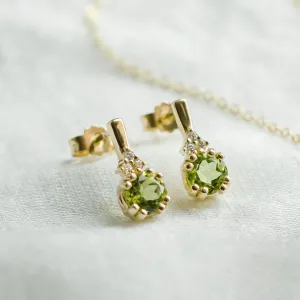 Peridot and diamond gold earrings VERDE Thumbnail