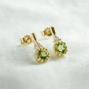 Peridot and diamond gold earrings VERDE Thumbnail