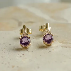 Amethyst and diamond gold earrings CALLIE Thumbnail