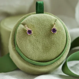 Amethyst and diamond gold earrings CALLIE Thumbnail