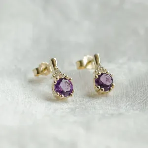 Amethyst and diamond gold earrings CALLIE Thumbnail