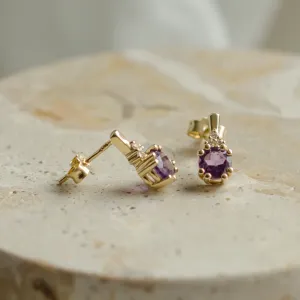 Amethyst and diamond gold earrings CALLIE Thumbnail