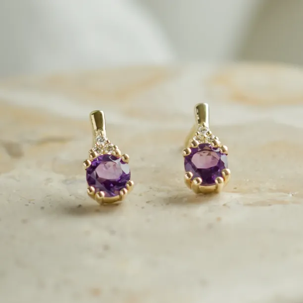 Amethyst and diamond gold earrings CALLIE Image