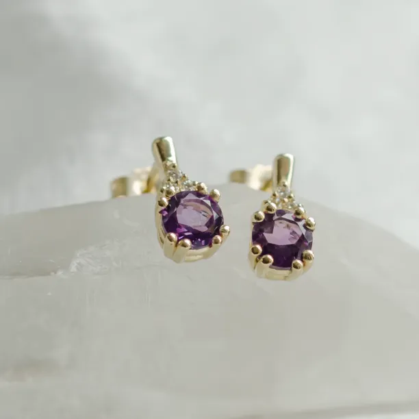 Amethyst and diamond gold earrings CALLIE Image