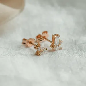 Gold earrings with cluster moissanites CARMEN Thumbnail