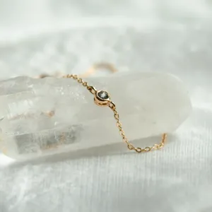 Minimalist bracelet with salt and pepper diamond TANYA Thumbnail