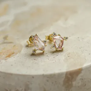 Gold earrings with asymmetrical sapphires and diamonds KAIA Thumbnail