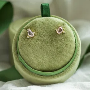 Gold earrings with asymmetrical sapphires and diamonds KAIA Thumbnail