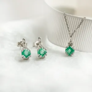 Emerald and diamond jewellery set ELANNA