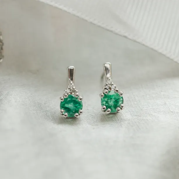 Gold emearld and diamond earrings LENNY Image