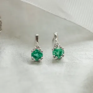 Gold emearld and diamond earrings LENNY Thumbnail