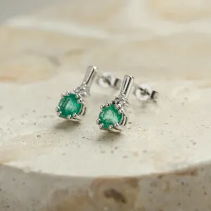 Gold emearld and diamond earrings LENNY Thumbnail