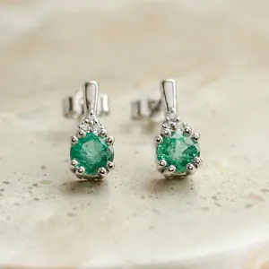 Gold emearld and diamond earrings LENNY Thumbnail