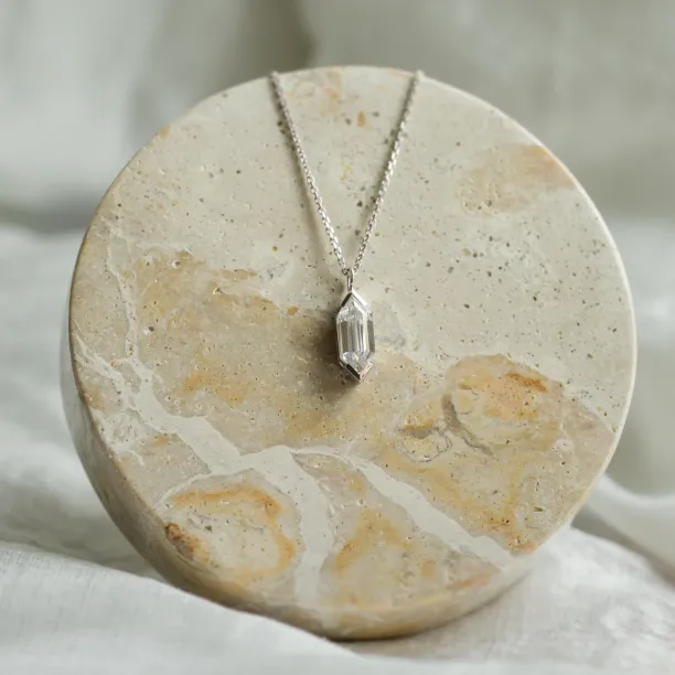 Gold hexagon moissanite pendant FINA Image