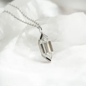 Gold hexagon moissanite pendant FINA