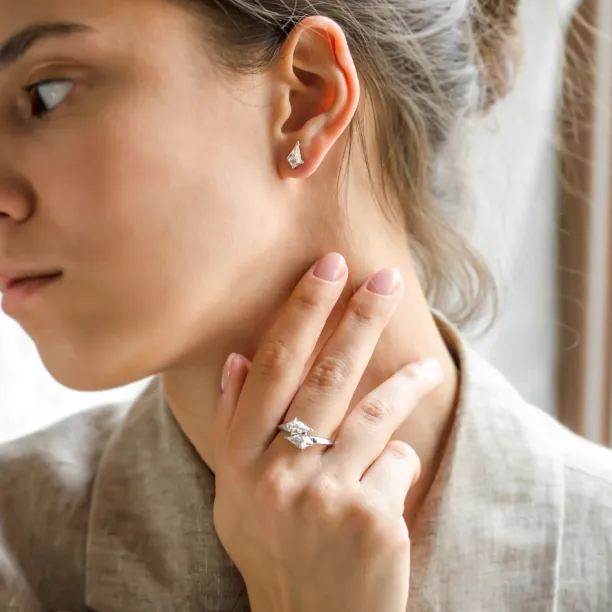 Gold kite moissanite earrings DANE Image