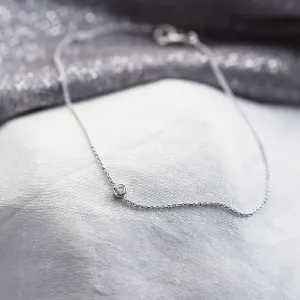 Gold minimalist bracelet with lab created diamond ICY Thumbnail