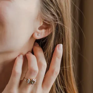 Golden stud earrings with lab created diamonds ANIA