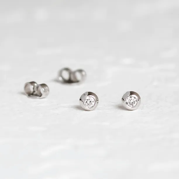 Golden stud earrings with lab created diamonds ANIA Image