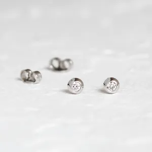 Golden stud earrings with lab created diamonds ANIA Thumbnail