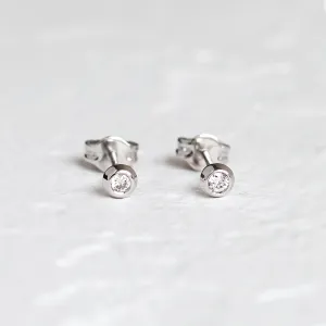 Golden stud earrings with lab created diamonds ANIA Thumbnail