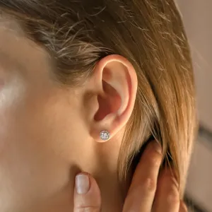 Classical gold stud earring with lab created diamonds NINO Thumbnail