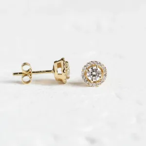Classical gold stud earring with lab created diamonds NINO Thumbnail