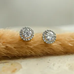 Classical gold stud earring with lab created diamonds NINO Thumbnail
