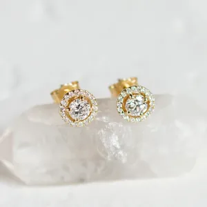 Classical gold stud earring with lab created diamonds NINO Thumbnail