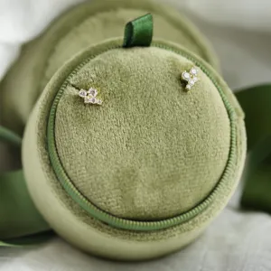 Gold earrings with lab created diamonds in cluster style ZORO Thumbnail