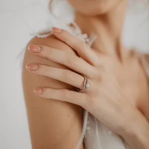 Gold engagement ring with synthetic diamonds MONICA Thumbnail