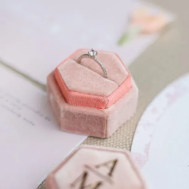 Gold engagement ring with lab created diamonds KATIA Image