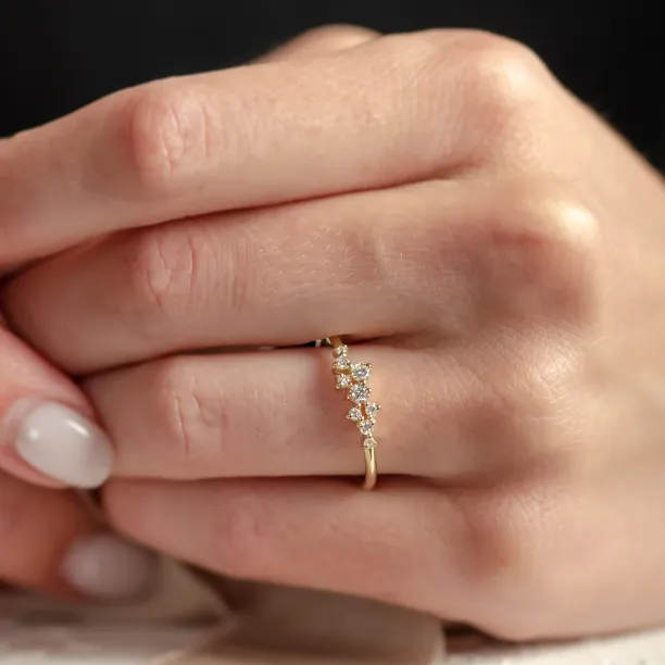 Elegant cluster ring with lab created diamonds CLORÉ Image