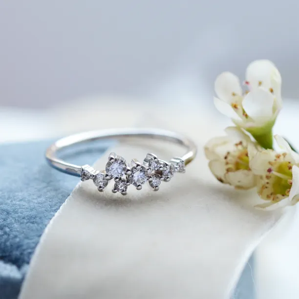 Elegant cluster ring with lab created diamonds CLORÉ Image