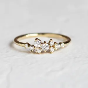 Elegant cluster ring with lab created diamonds CLORÉ