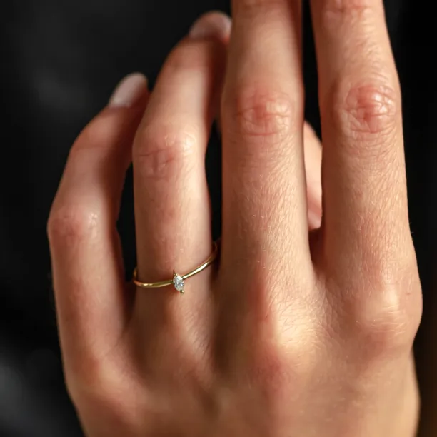 Minimalist engagement ring with marquise lab created diamond ANTOINE Image