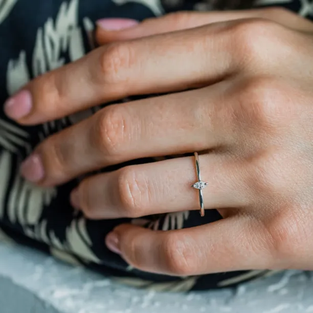 Minimalist engagement ring with marquise lab created diamond ANTOINE Image