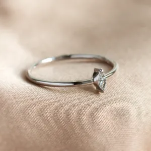 Minimalist engagement ring with marquise lab created diamond ANTOINE Thumbnail