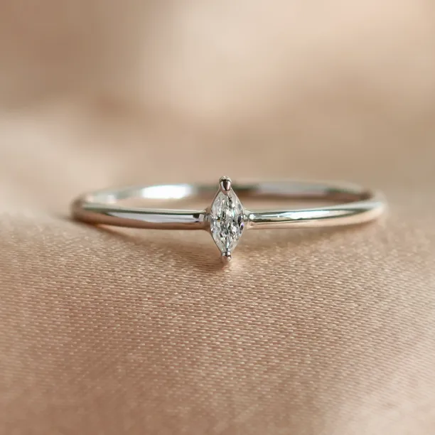 Minimalist engagement ring with marquise lab created diamond ANTOINE Image