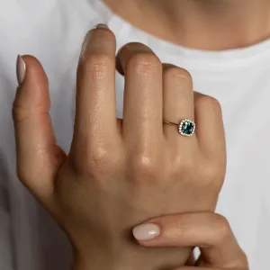 Teal sapphire and diamond engagement ring AUBREY Thumbnail