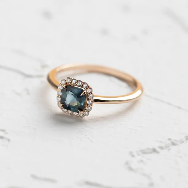 Teal sapphire and diamond engagement ring AUBREY Image