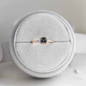 Teal sapphire and diamond engagement ring AUBREY Thumbnail