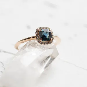 Teal sapphire and diamond engagement ring AUBREY Thumbnail