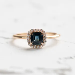 Teal sapphire and diamond engagement ring AUBREY