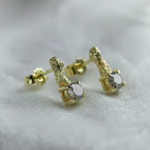 Stud earrings with salt and pepper diamonds and twig element ERNA Thumbnail