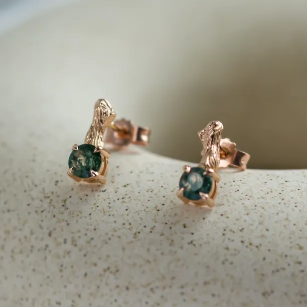 Unusual moss agate and twig earrings by ELLION Image